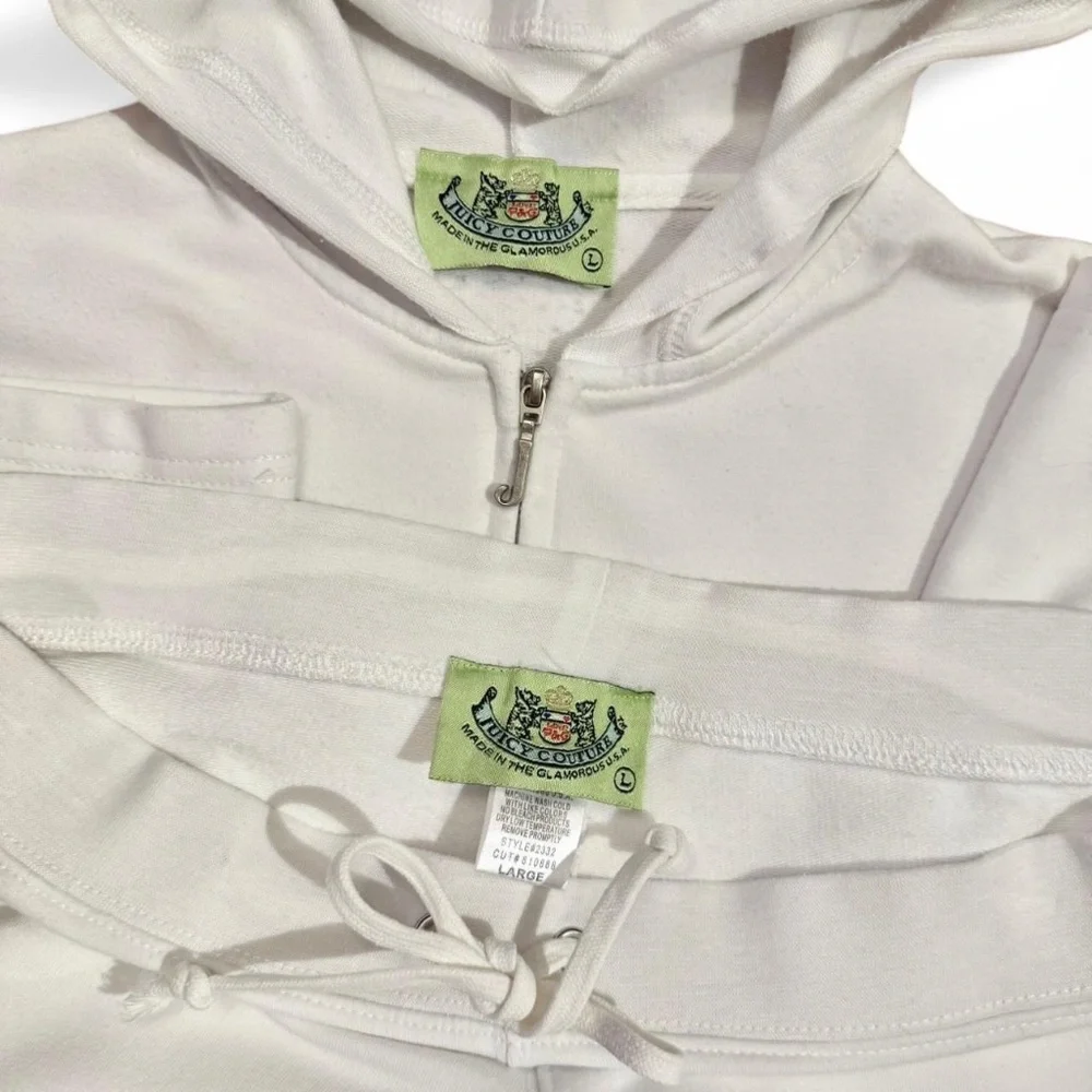๐VINTAGE JUICY COUTURE JUICY SWEET COUTURE CHERRY PRINT WHITE TRACKSUIT - Picture 4 of 5